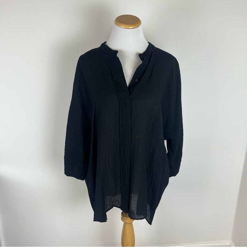 Cos Button Down Oversized Light Weight Black Top … - image 5
